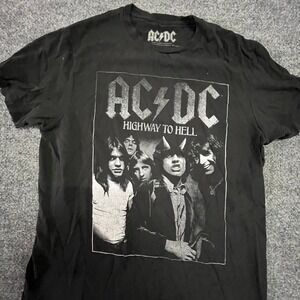 AC/DC T-Shirt Mens Size M Black Highway to Hell Graphic Rock Band Short Sleeve